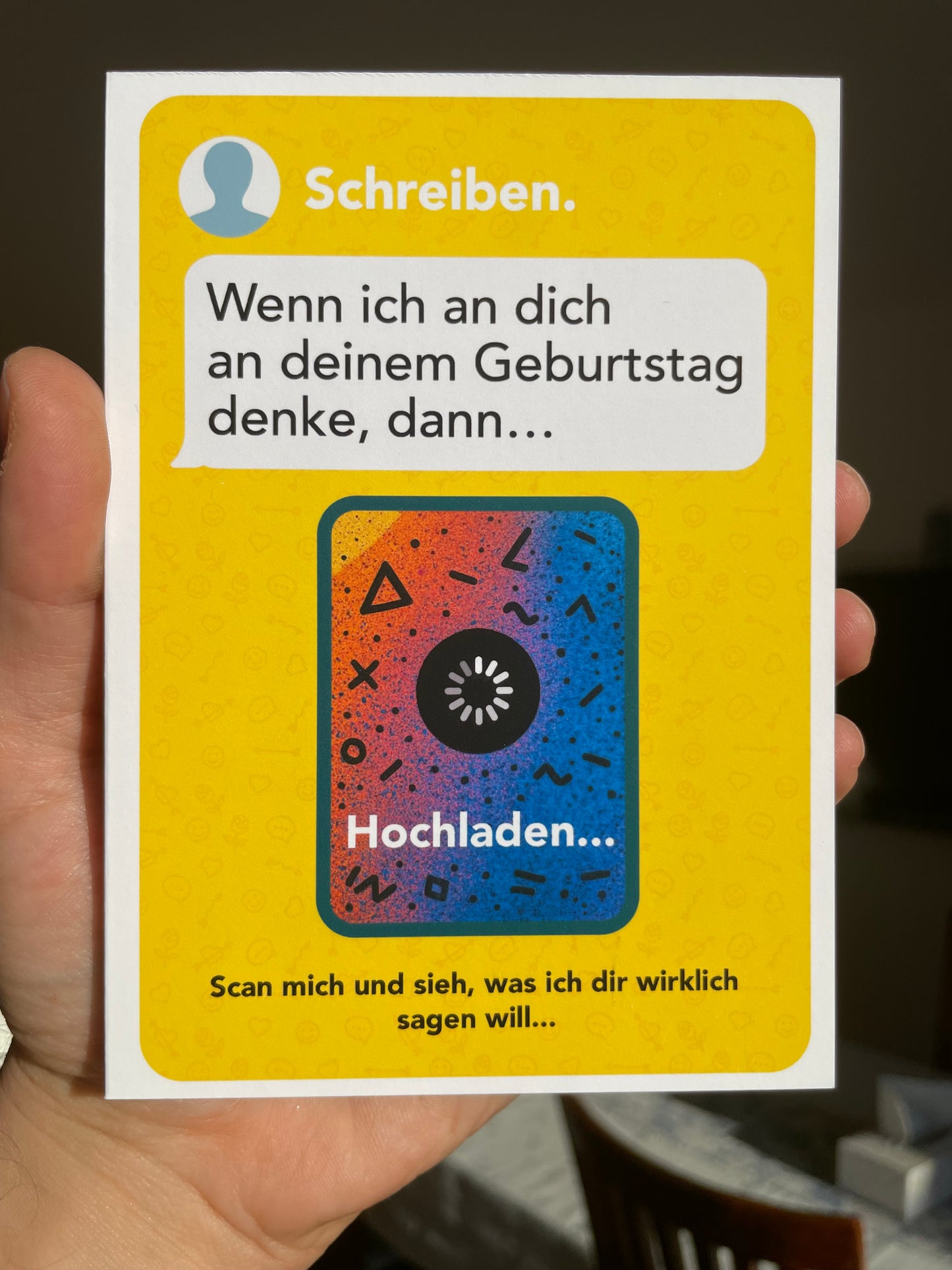 AR-Geburtstagskarte mit Video-Botschaft | Messenger-Look & QR-Code Happy Birthday zum Scannen! | Interaktive Karte mit persönlichem Video