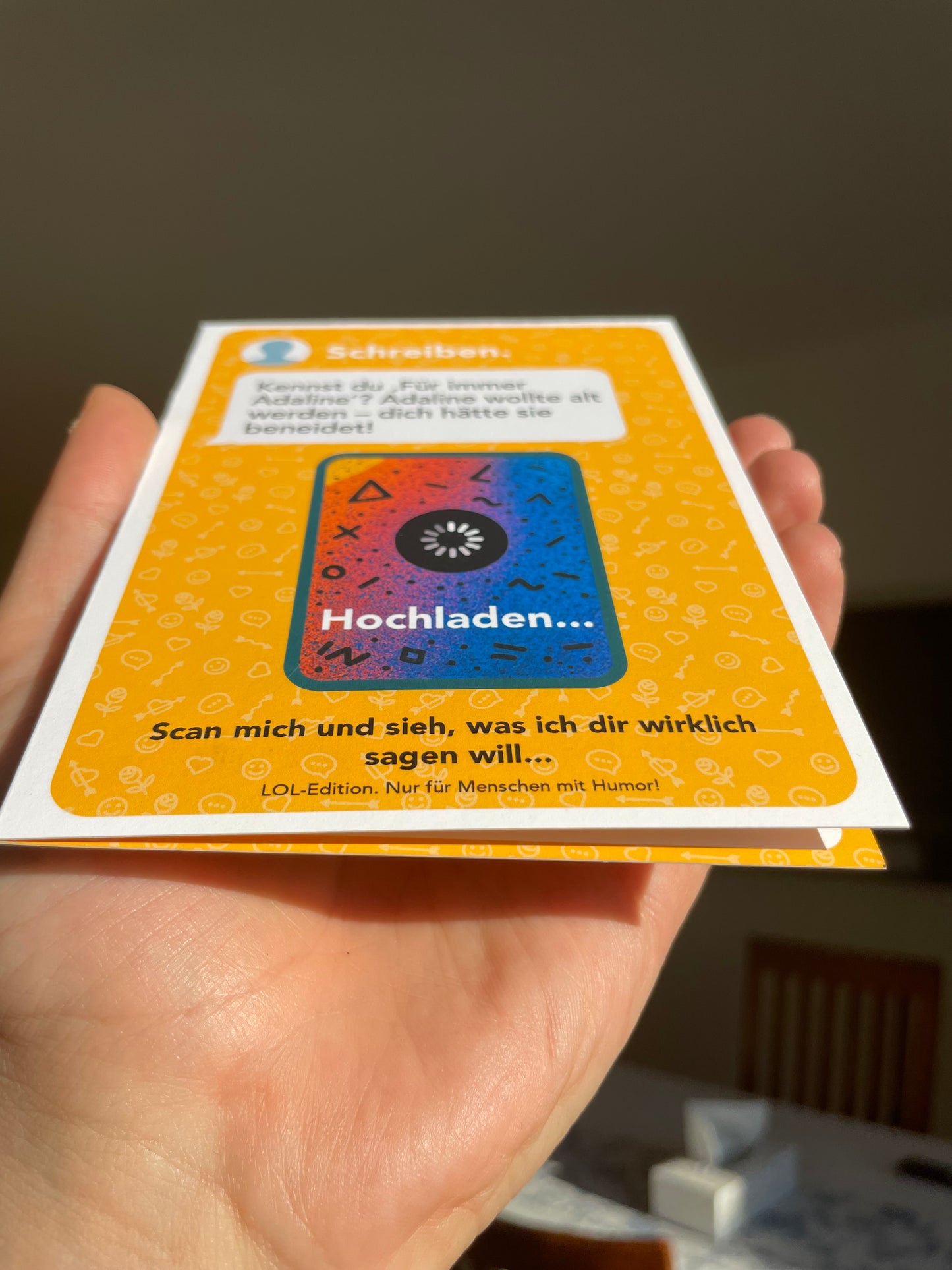 AR-Geburtstagskarte mit Video-Botschaft (LOL-edition) | Messenger-Look & QR-Code Happy Birthday zum Scannen! | Interaktive Karte mit persönlichem Video