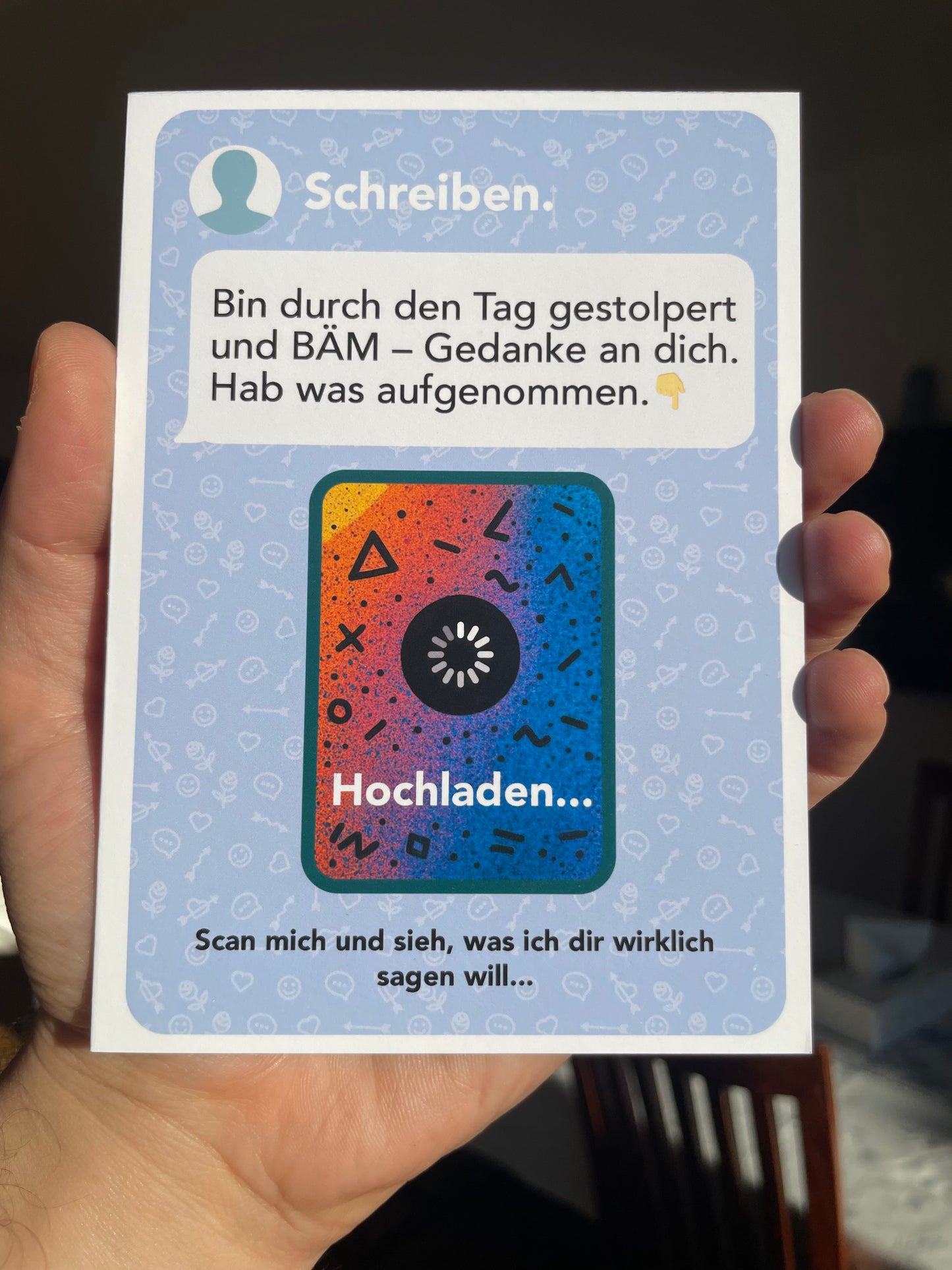 Einfach mal Danke sagen – mit deiner Stimme | AR-Karte mit Video Sag mehr als „Hi“ – AR-Postkarte im Chat-Stil mit persönlichem Clip