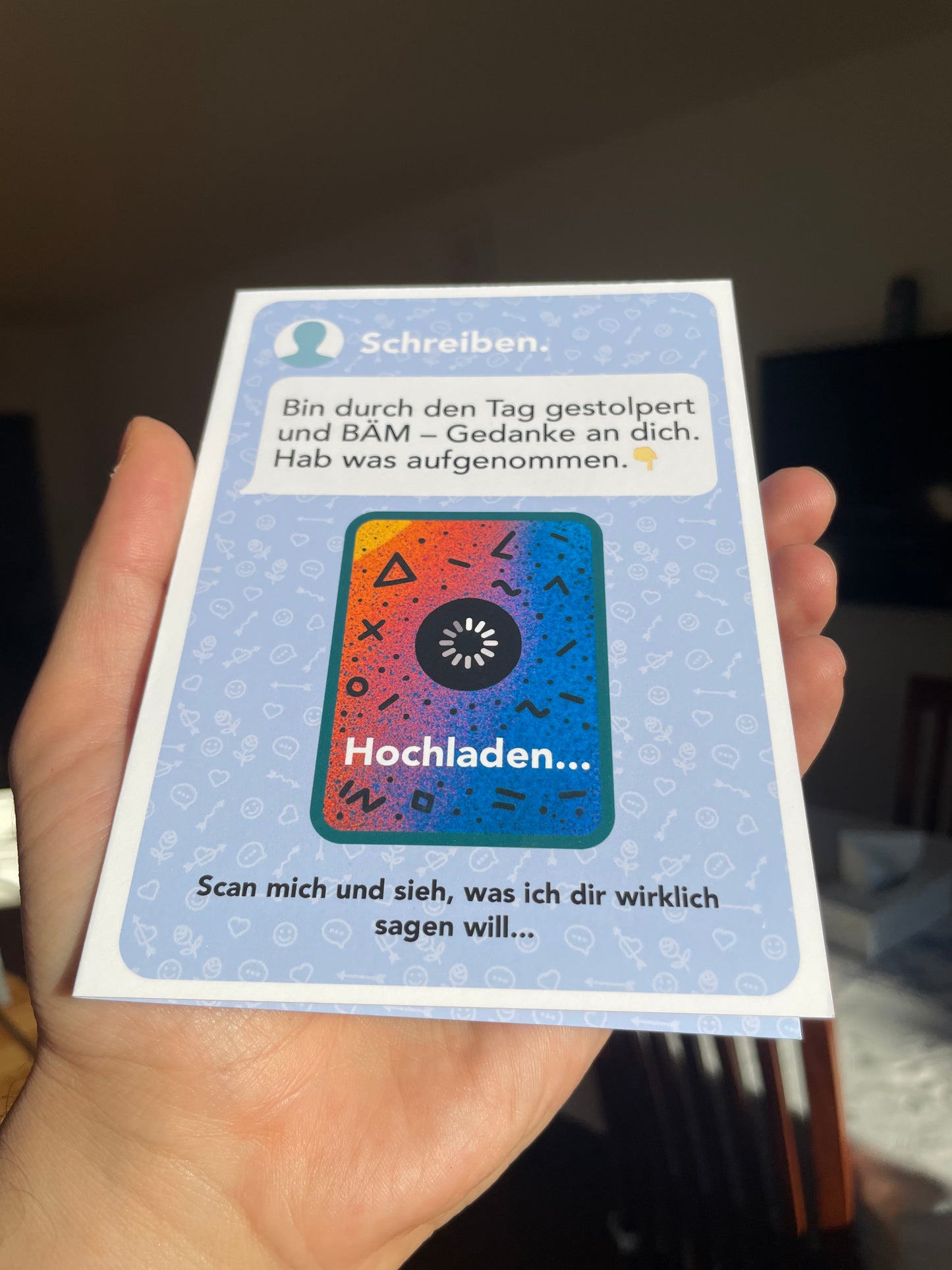 Einfach mal Danke sagen – mit deiner Stimme | AR-Karte mit Video Sag mehr als „Hi“ – AR-Postkarte im Chat-Stil mit persönlichem Clip