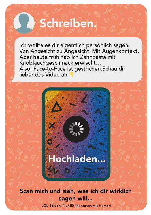 Einfach mal Danke sagen – mit deiner Stimme (LOL-edition) | AR-Karte mit Video Sag mehr als „Hi“ – AR-Postkarte im Chat-Stil mit persönlichem Clip